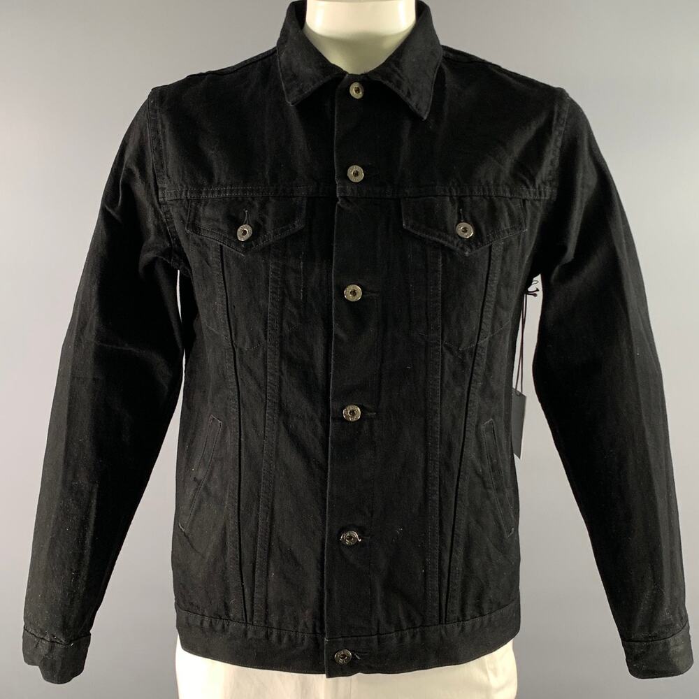 3SIXTEEN Size L Black Solid Denim Selvedge Jacket